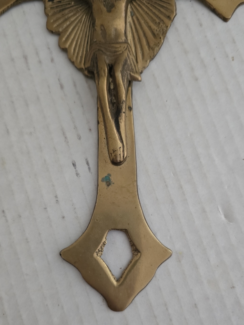 Vintage Solid Brass Crucifix Cross Wall Hanging From India - Picture 7 of 16